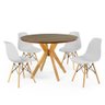 mesa de jantar redonda 100cm natural marci premium com 4 cadeiras eames eiffel 6