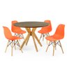 mesa de jantar redonda 100cm natural marci premium com 4 cadeiras eames eiffel 7