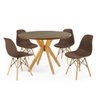 mesa de jantar redonda 100cm natural marci premium com 4 cadeiras eames eiffel 8