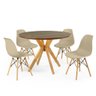 mesa de jantar redonda 100cm natural marci premium com 4 cadeiras eames eiffel 9