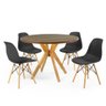 mesa de jantar redonda 100cm natural marci premium com 4 cadeiras eames eiffel 10
