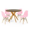 mesa de jantar redonda 100cm natural marci premium com 4 cadeiras eames eiffel 11