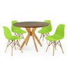 mesa de jantar redonda 100cm natural marci premium com 4 cadeiras eames eiffel 13