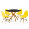 mesa de jantar redonda preta 100cm marci premium com 4 cadeiras eames eiffel 2