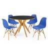 mesa de jantar redonda preta 100cm marci premium com 4 cadeiras eames eiffel 3
