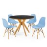 mesa de jantar redonda preta 100cm marci premium com 4 cadeiras eames eiffel 4