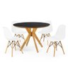 mesa de jantar redonda preta 100cm marci premium com 4 cadeiras eames eiffel 5