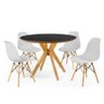 mesa de jantar redonda preta 100cm marci premium com 4 cadeiras eames eiffel 6