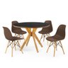 mesa de jantar redonda preta 100cm marci premium com 4 cadeiras eames eiffel 8