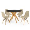 mesa de jantar redonda preta 100cm marci premium com 4 cadeiras eames eiffel 9