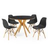 mesa de jantar redonda preta 100cm marci premium com 4 cadeiras eames eiffel 10