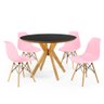 mesa de jantar redonda preta 100cm marci premium com 4 cadeiras eames eiffel 11