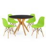 mesa de jantar redonda preta 100cm marci premium com 4 cadeiras eames eiffel 13