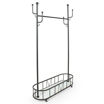 cabideiro de chao grande com sapateira e rodizios preto 2