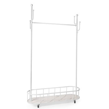 cabideiro de chao grande com sapateira e rodizios branca 2