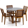 conjunto mesa de jantar redonda preta lara premium 100cm com 4 cadeiras isabela natural 2