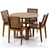 conjunto mesa de jantar redonda natural lara premium 100cm com 4 cadeiras isabela natural 1