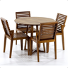 conjunto mesa de jantar redonda natural lara premium 100cm com 4 cadeiras isabela natural 2