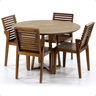 conjunto mesa de jantar redonda natural lara premium 120cm com 4 cadeiras isabela natural 1