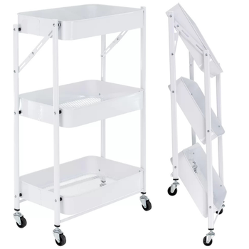 carrinho multiuso organizador dobravel com 3 prateleiras branco 1