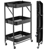 carrinho multiuso organizador dobravel com 3 prateleiras preto 1