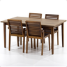 mesa de jantar retangular luiza 160cm natural com 4 cadeiras em madeira isabela natural 2