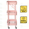 carrinho multiuso organizador dobravel com 3 prateleiras rosa 1