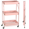 carrinho multiuso organizador dobravel com 3 prateleiras rosa 2