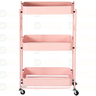 carrinho multiuso organizador dobravel com 3 prateleiras rosa 3