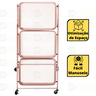 carrinho multiuso organizador dobravel com 3 prateleiras rosa 5