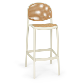 banqueta alta com encosto roma em polipropileno branco