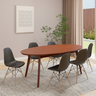 conjunto mesa de jantar oval vertice 190cm nozes com 6 cadeiras eames eiffel 1