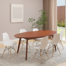 conjunto mesa de jantar oval vertice 190cm nozes com 6 cadeiras eames eiffel 2