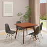 conjunto mesa de jantar quadrada vertice 90x90cm nozes com 4 cadeiras eames eiffel 1