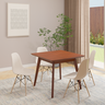 conjunto mesa de jantar quadrada vertice 90x90cm nozes com 4 cadeiras eames eiffel 3