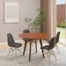 conjunto mesa de jantar redonda vertice 105cm nozes com 4 cadeiras eames eiffel 1