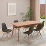 conjunto mesa de jantar retangular vertice 160cm natural com 6 cadeiras eames eiffel 1