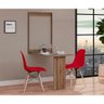 01 conjunto de mesa dobravel retratil 100cm noronha com 2 cadeiras eiffel vermelho