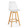 banqueta alta leda base madeira com encosto branca magazine decor 2