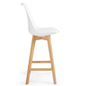 banqueta alta leda base madeira com encosto branca magazine decor 4