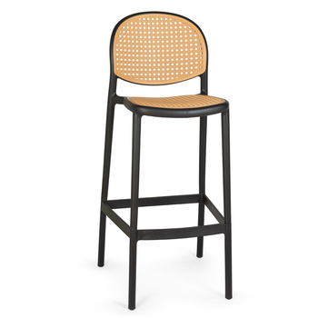 banqueta alta com encosto roma em polipropileno preto magazine decor 2