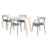 conjunto mesa de jantar retangular eiffel branca 120x80cm com 4 cadeiras allegra 5