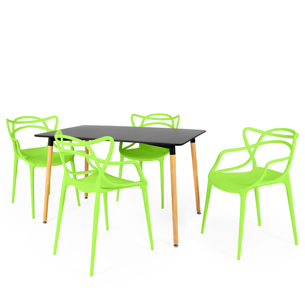 mesa retangular eiffel 120x80 preta com 4 cadeiras allegra magazine decor 10