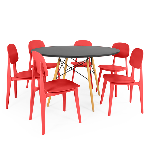 mesa eiffel redonda preta 120cm com 6 cadeiras italia 1