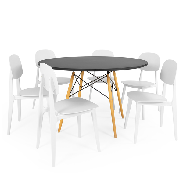 mesa eiffel redonda preta 120cm com 6 cadeiras italia 3