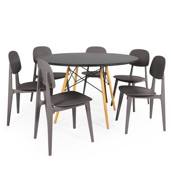 mesa eiffel redonda preta 120cm com 6 cadeiras italia 4