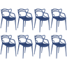 kit 8 cadeiras de jantar azul petroleo magazine decor