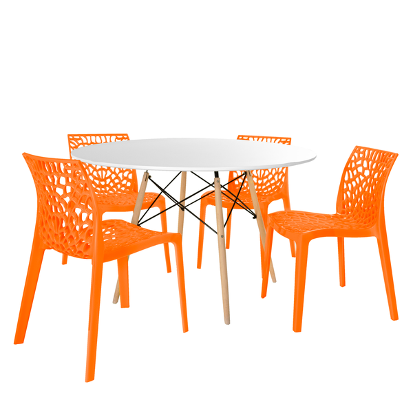 mesa de jantar redonda eiffel branca 120cm com 4 cadeiras gruvyer magazine decor 4