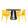 mesa de jantar redonda talia preta 120cm com 4 cadeiras gruvyer magazine decor 2