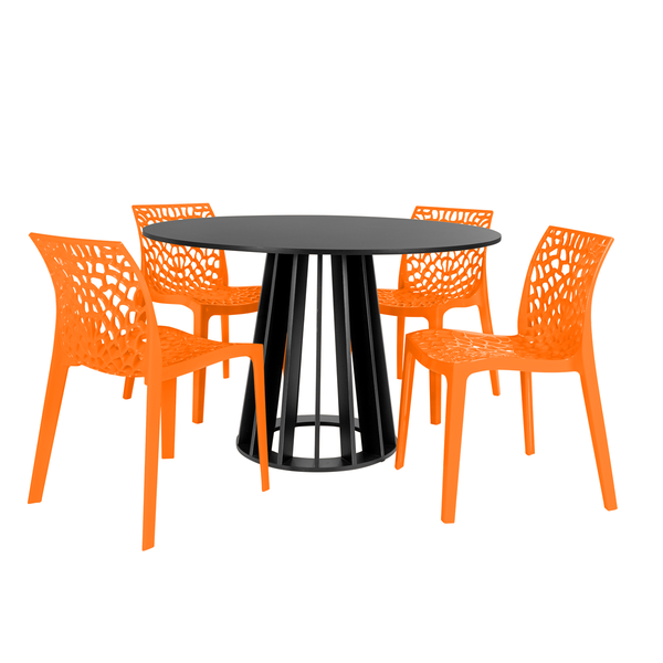 mesa de jantar redonda talia preta 120cm com 4 cadeiras gruvyer magazine decor 5